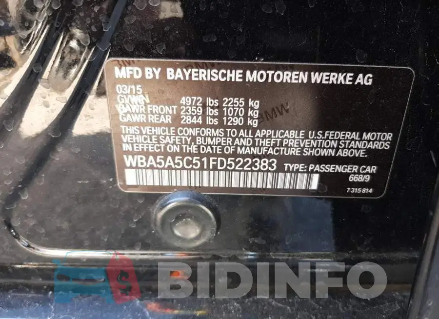 WBA5A5C51FD522383 Photo# 12