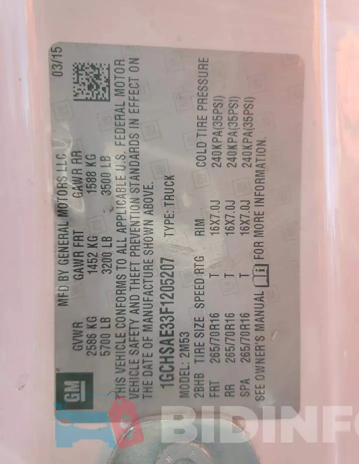 1GCHSAE33F1205207 Photo# 12