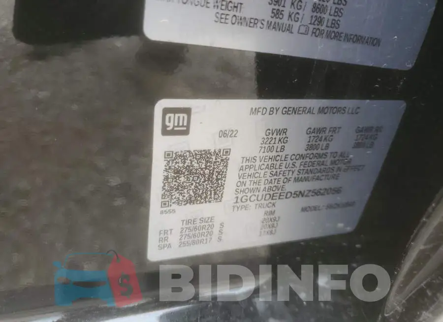 1GCUDEED5NZ562056 Photo# 12