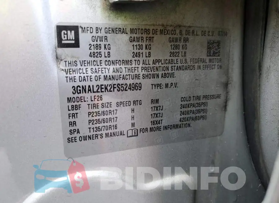 3GNAL2EK2FS524969 Photo# 12