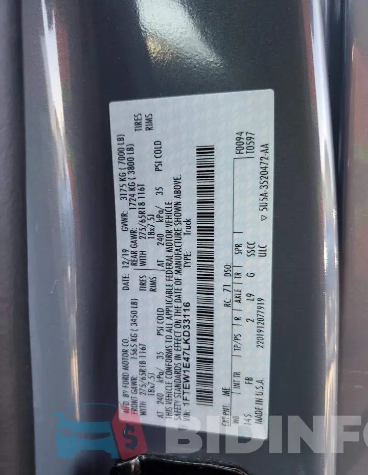 1FTEW1E47LKD33116 Photo# 12