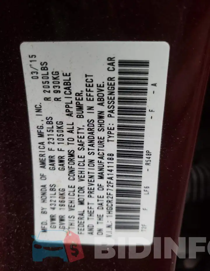 1HGCR2F72FA141188 Photo# 12