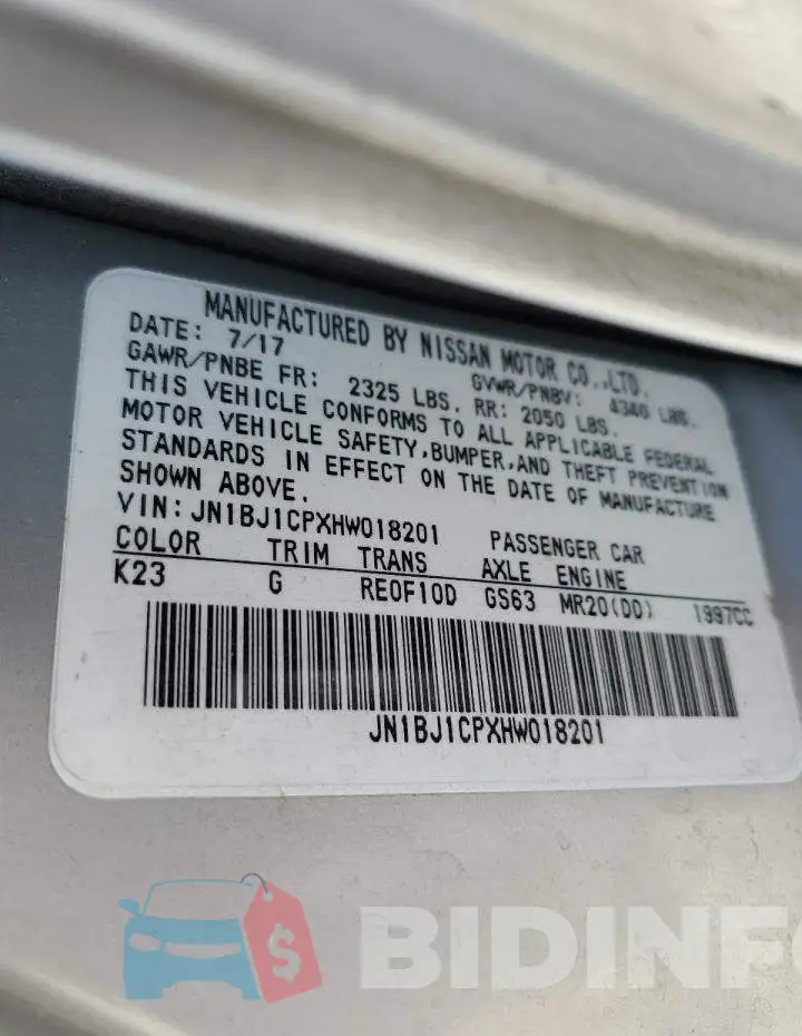 JN1BJ1CPXHW018201 Photo# 12