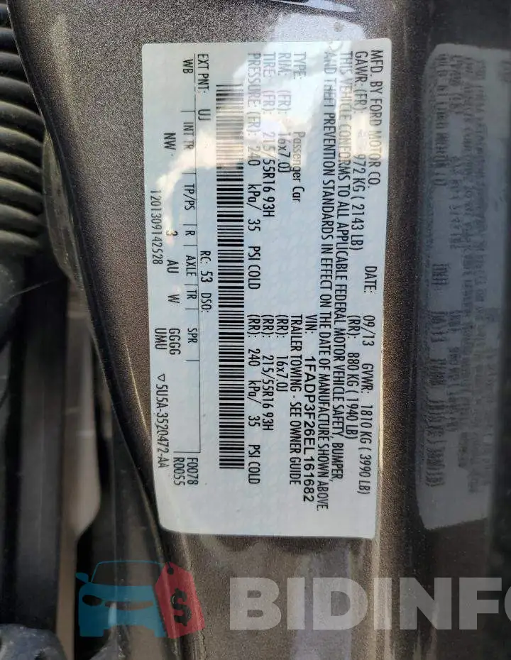 1FADP3F26EL161682 Photo# 12