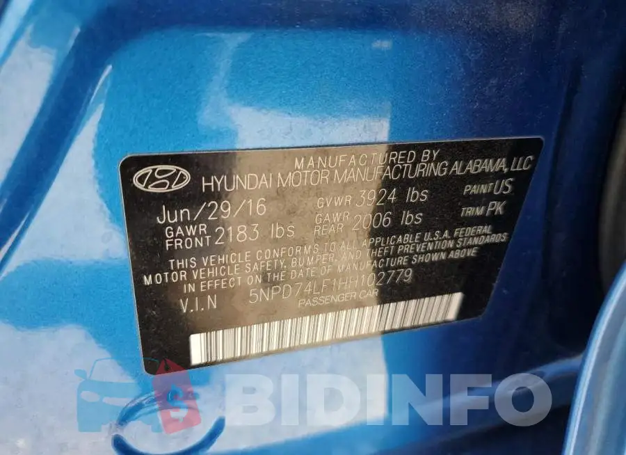 5NPD74LF1HH102779 Photo# 12