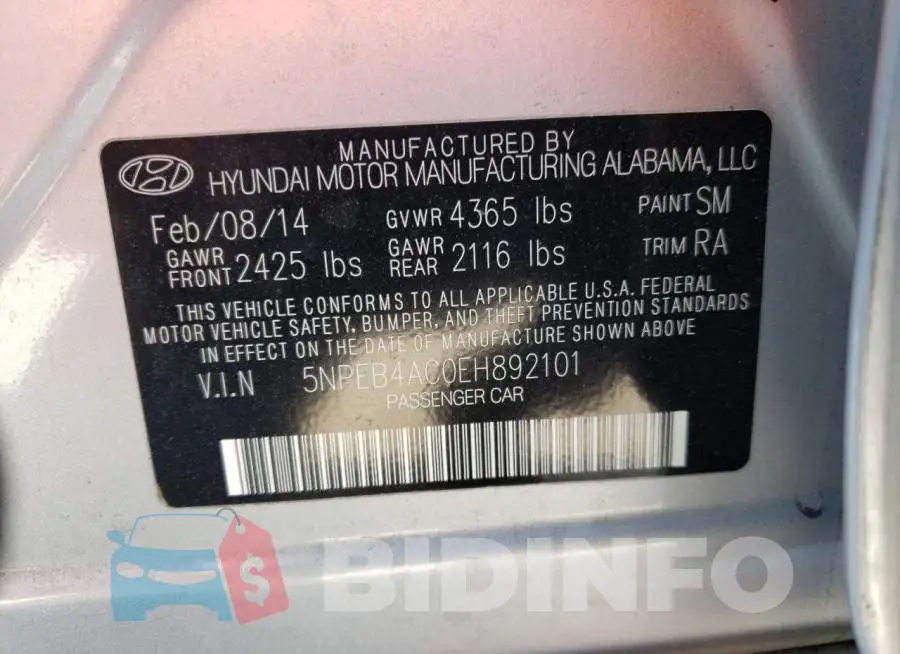 5NPEB4AC0EH892101 Photo# 12