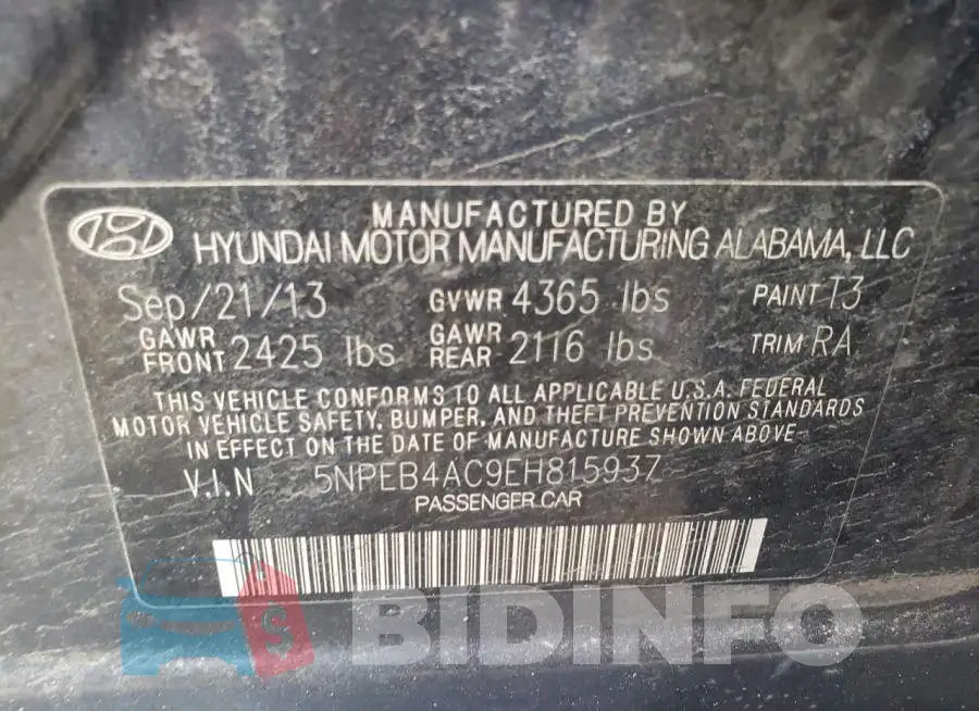 5NPEB4AC9EH815937 Photo# 12