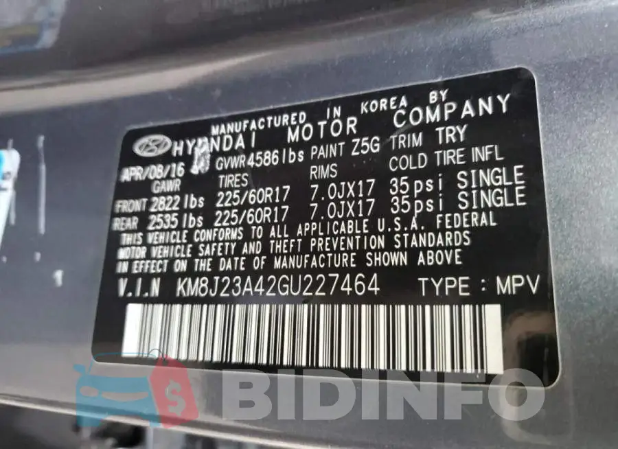 KM8J23A42GU227464 Photo# 13