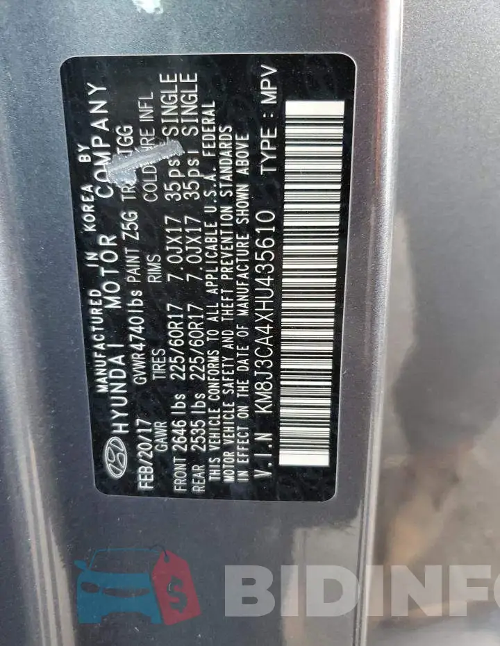 KM8J3CA4XHU435610 Photo# 10