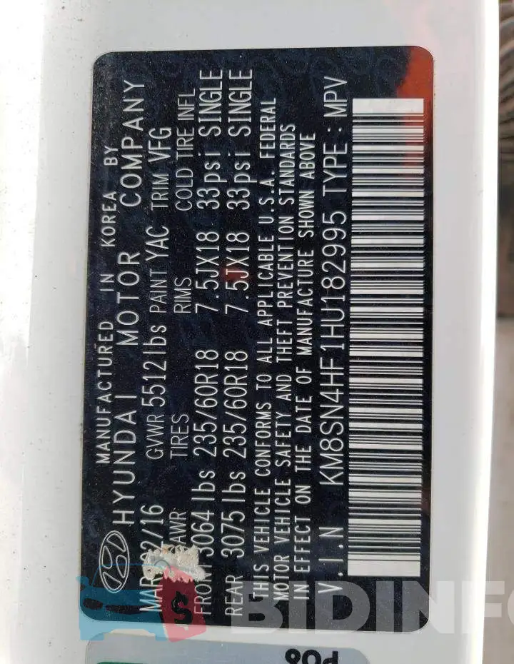 KM8SN4HF1HU182995 Photo# 13