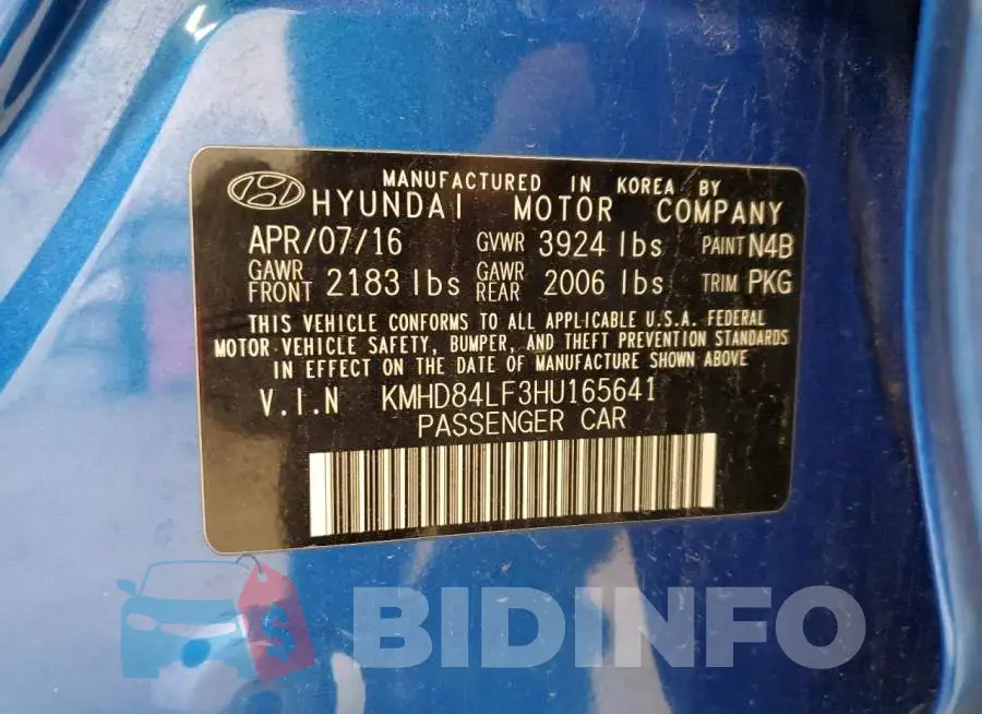 KMHD84LF3HU165641 Photo# 12
