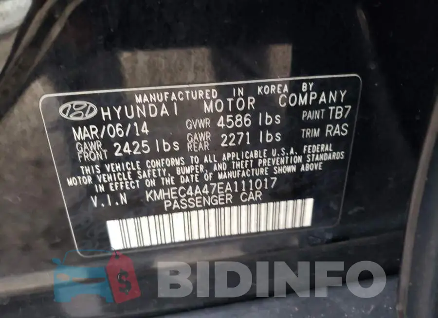 KMHEC4A47EA111017 Photo# 12