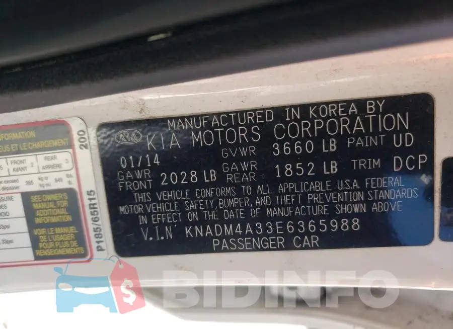 KNADM4A33E6365988 Photo# 13