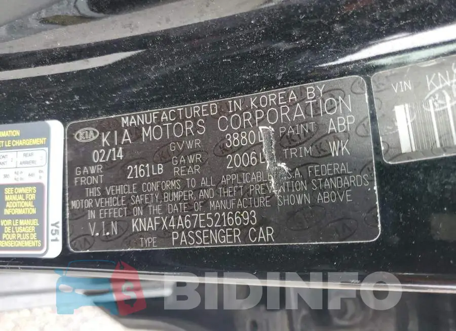 KNAFX4A67E5216693 Photo# 12