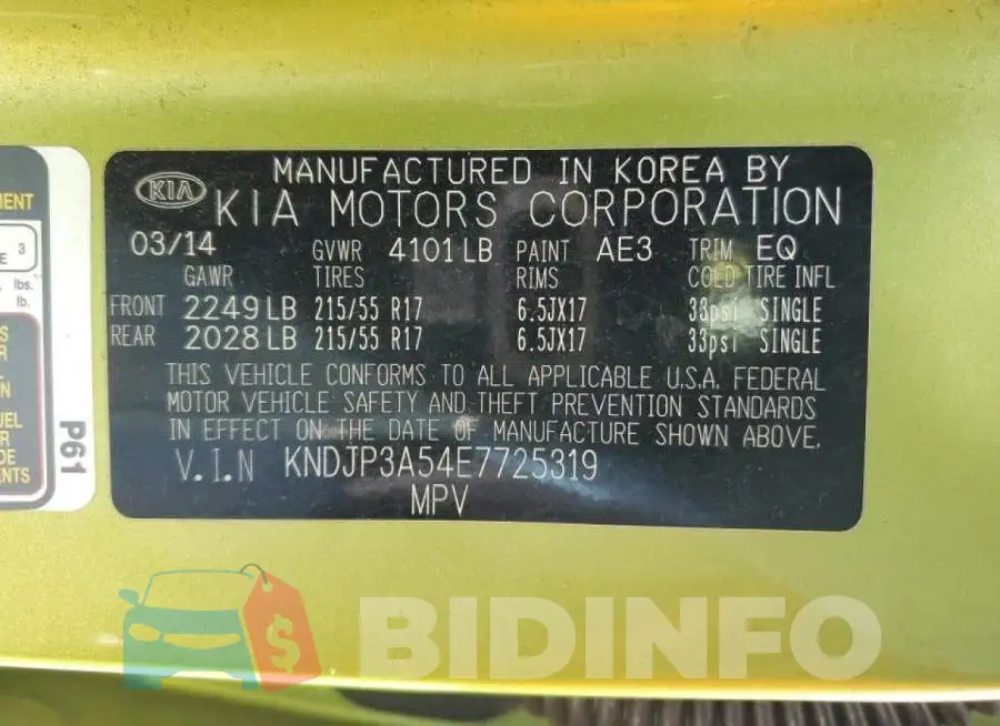 KNDJP3A54E7725319 Photo# 12