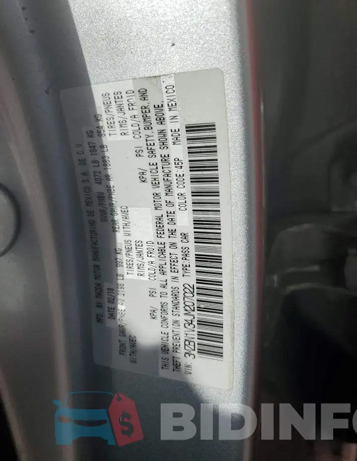 3MZBN1V34JM207022 Photo# 12