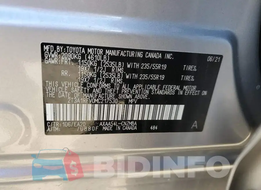 2T3A1RFV0MC217530 Photo# 14