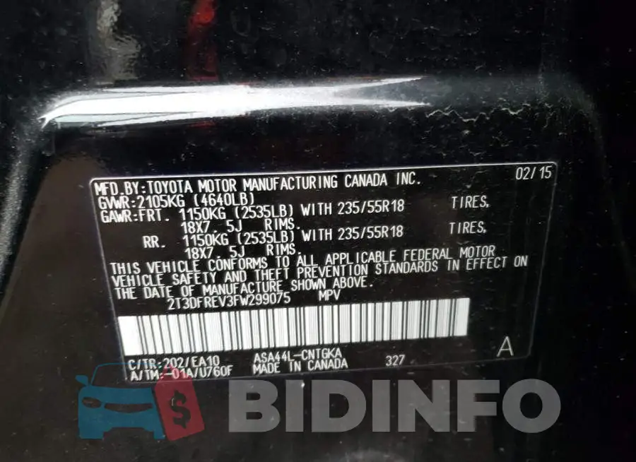 2T3DFREV3FW299075 Photo# 13