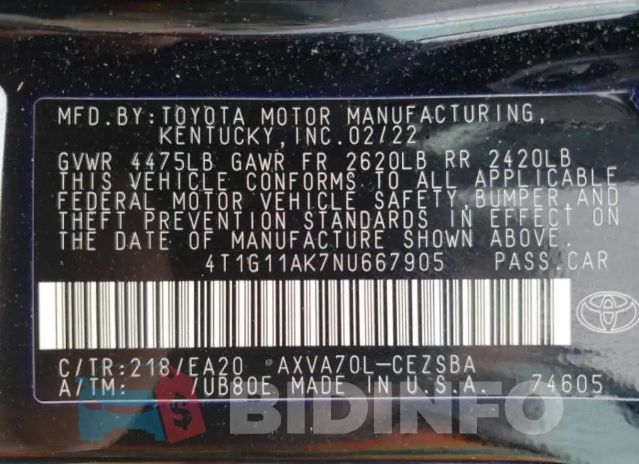 4T1G11AK7NU667905 Photo# 12