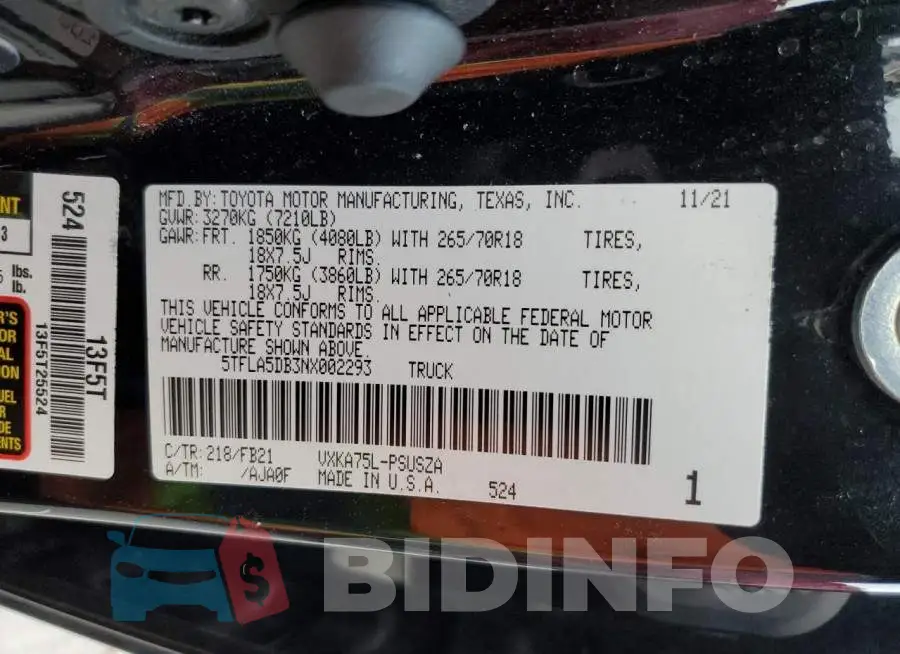5TFLA5DB3NX002293 Photo# 12