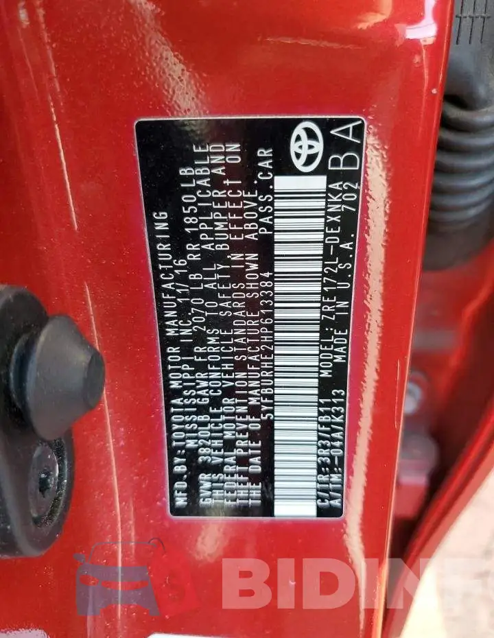 5YFBURHE2HP613384 Photo# 13