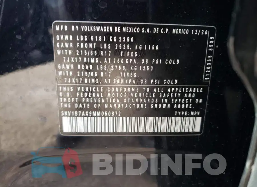 3VV1B7AX9MM050872 Photo# 14