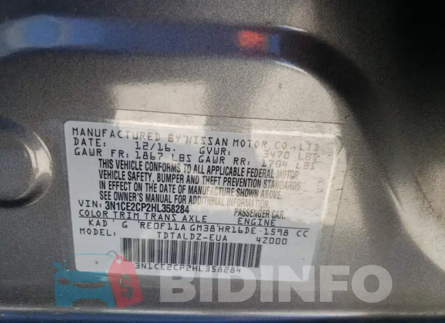 3N1CE2CP2HL358284 Photo# 12