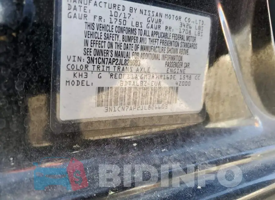3N1CN7AP2JL826603 Photo# 13