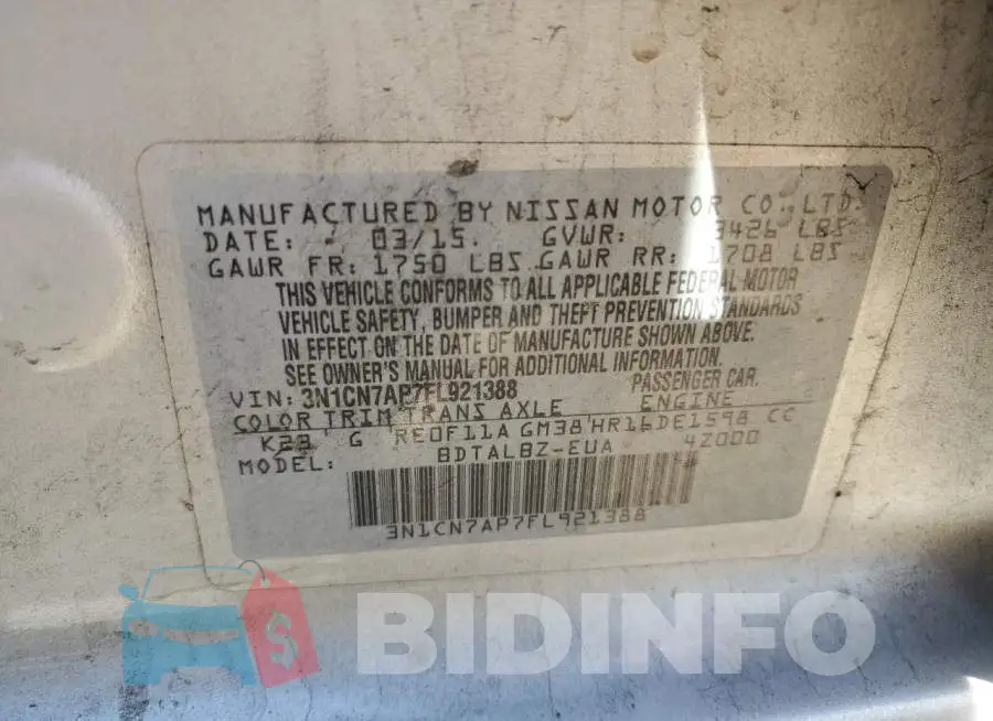 3N1CN7AP7FL921388 Photo# 12