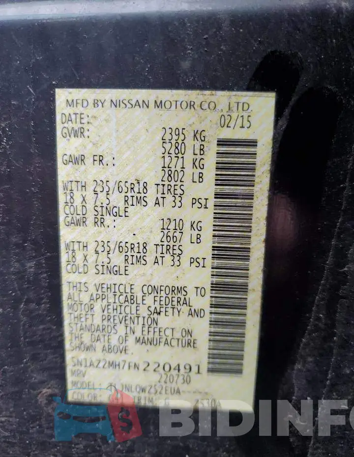 5N1AZ2MH7FN220491 Photo# 14