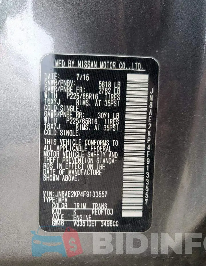 JN8AE2KP4F9133557 Photo# 12