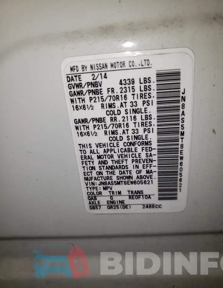 JN8AS5MT8EW605621 Photo# 13
