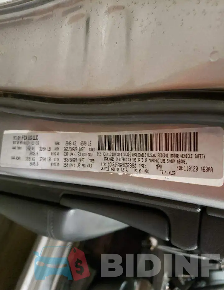 1C4RJFAG2KC579061 Photo# 13