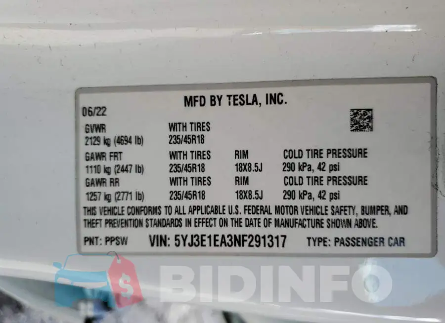 5YJ3E1EA3NF291317 Photo# 13