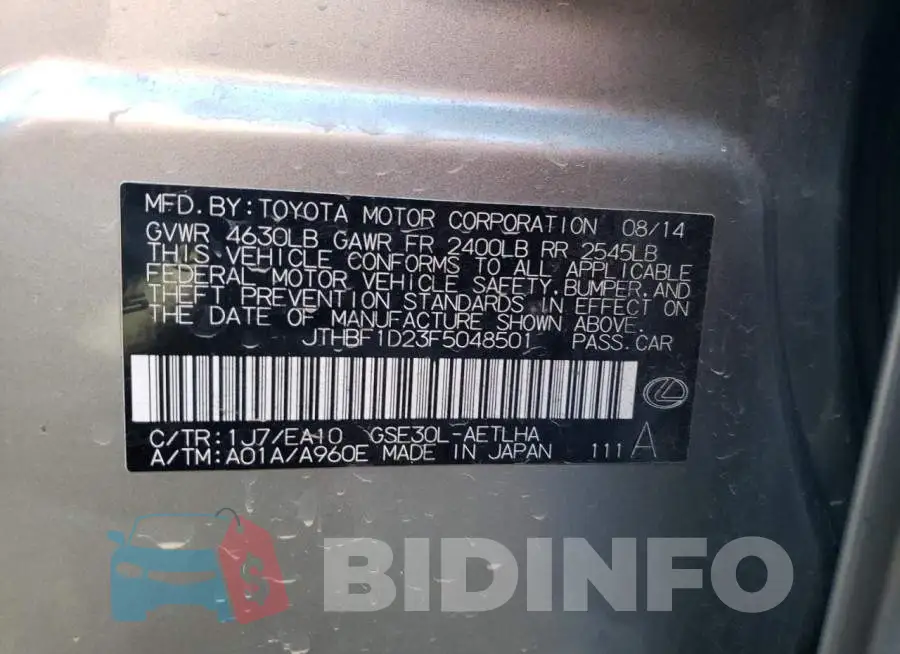 JTHBF1D23F5048501 Photo# 12