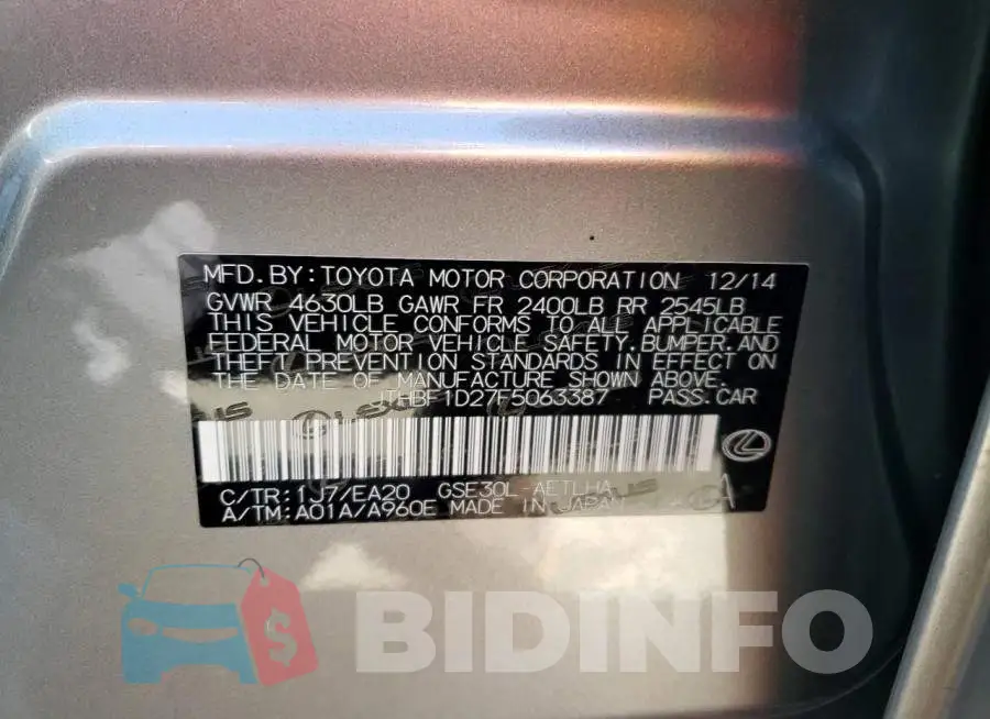 JTHBF1D27F5063387 Photo# 12