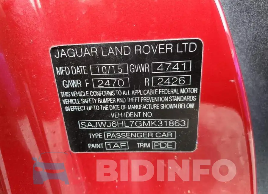 SAJWJ6HL7GMK31863 Photo# 12