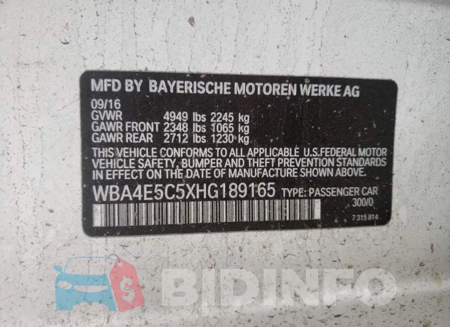 WBA4E5C5XHG189165 Photo# 13