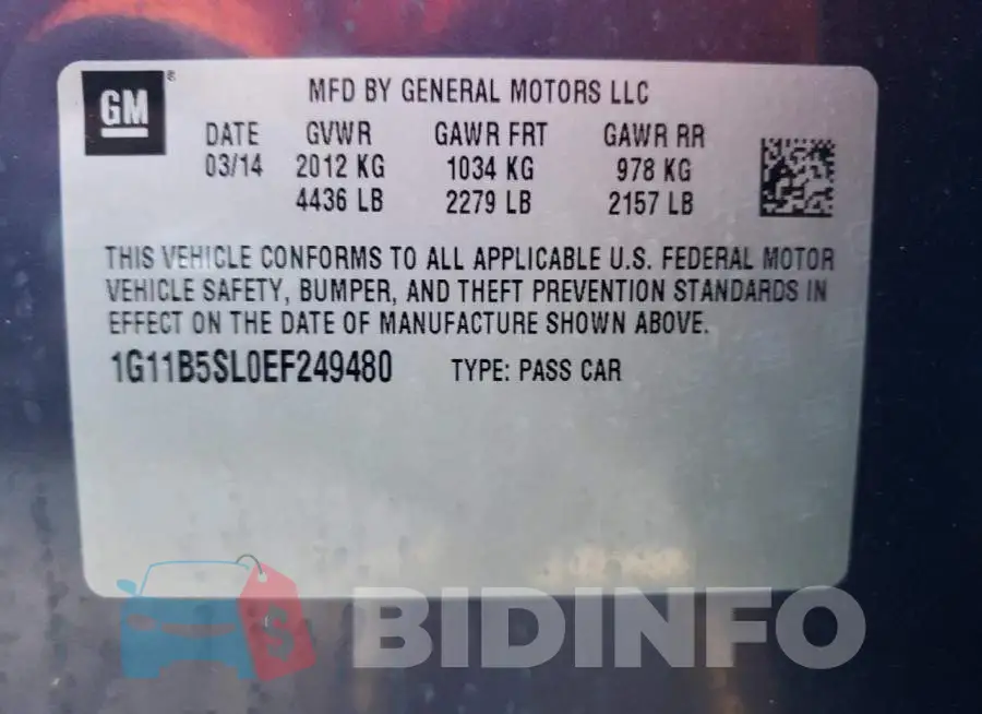 1G11B5SL0EF249480 Photo# 12