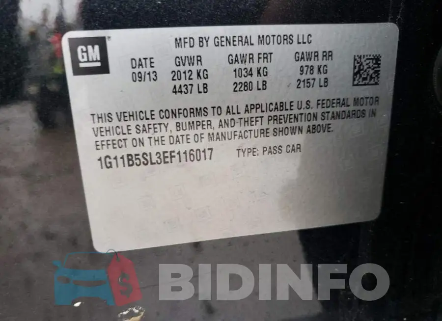 1G11B5SL3EF116017 Photo# 12