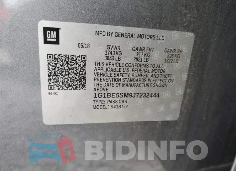 1G1BE5SM9J7232444 Photo# 12