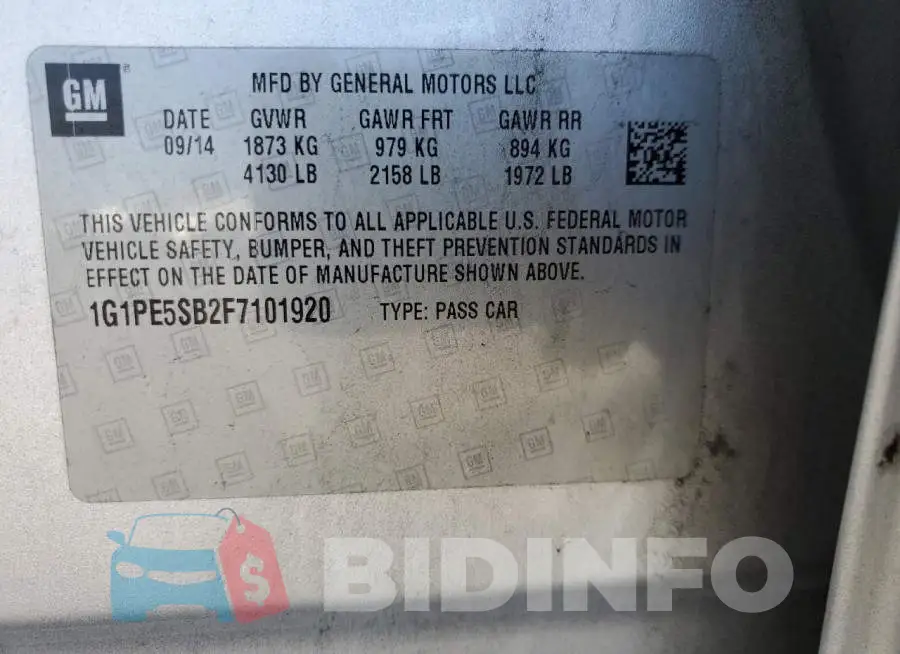 1G1PE5SB2F7101920 Photo# 13