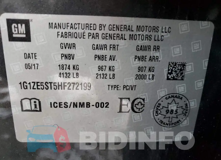 1G1ZE5ST5HF272199 Photo# 13