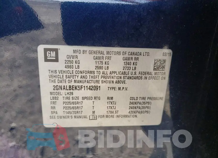 2GNALBEK5F1142091 Photo# 14