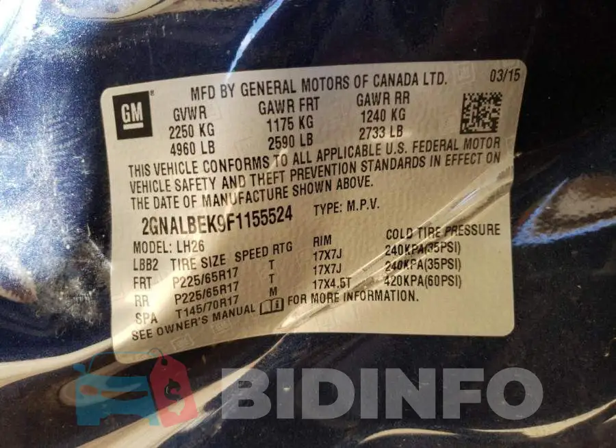 2GNALBEK9F1155524 Photo# 13