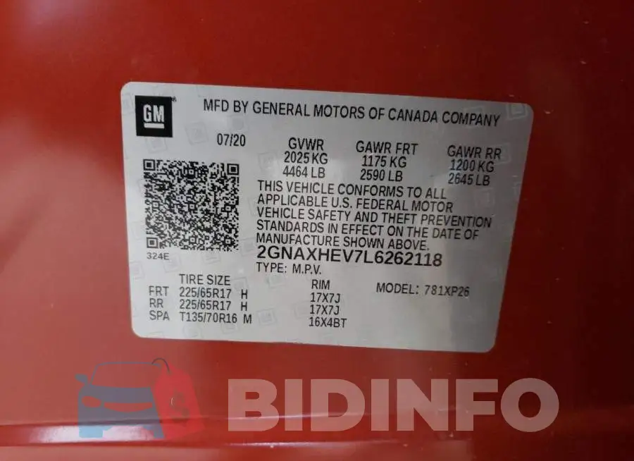 2GNAXHEV7L6262118 Photo# 12