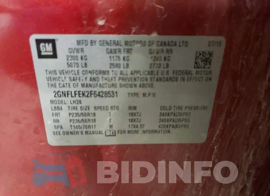 2GNFLFEK2F6428531 Photo# 13