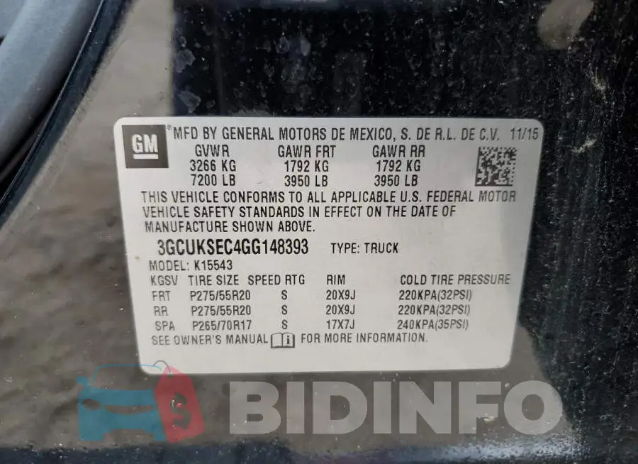 3GCUKSEC4GG148393 Photo# 13
