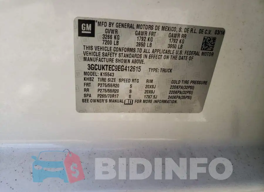 3GCUKTEC9EG412615 Photo# 12