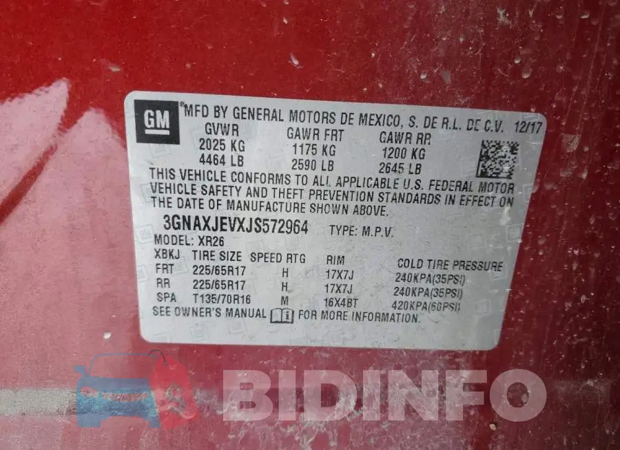 3GNAXJEVXJS572964 Photo# 13